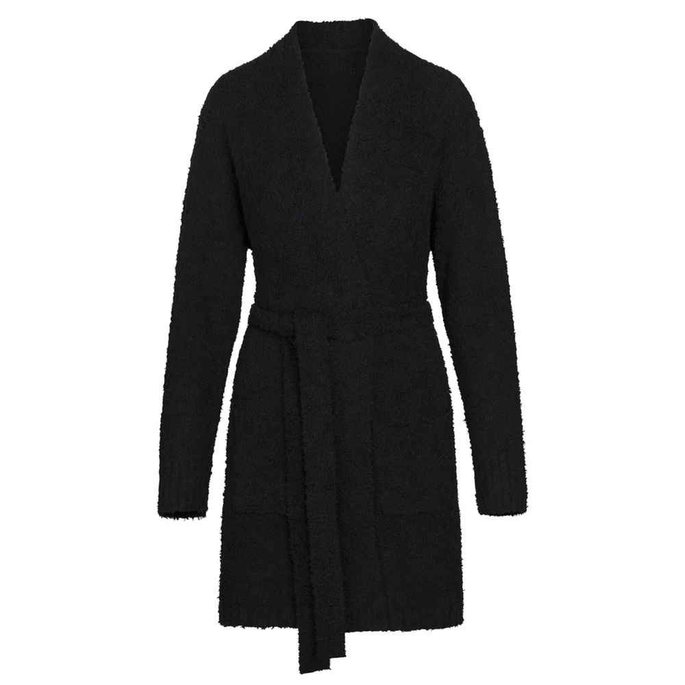 Skims Cozy Knit Boucle Black Short Robe 2x 3x